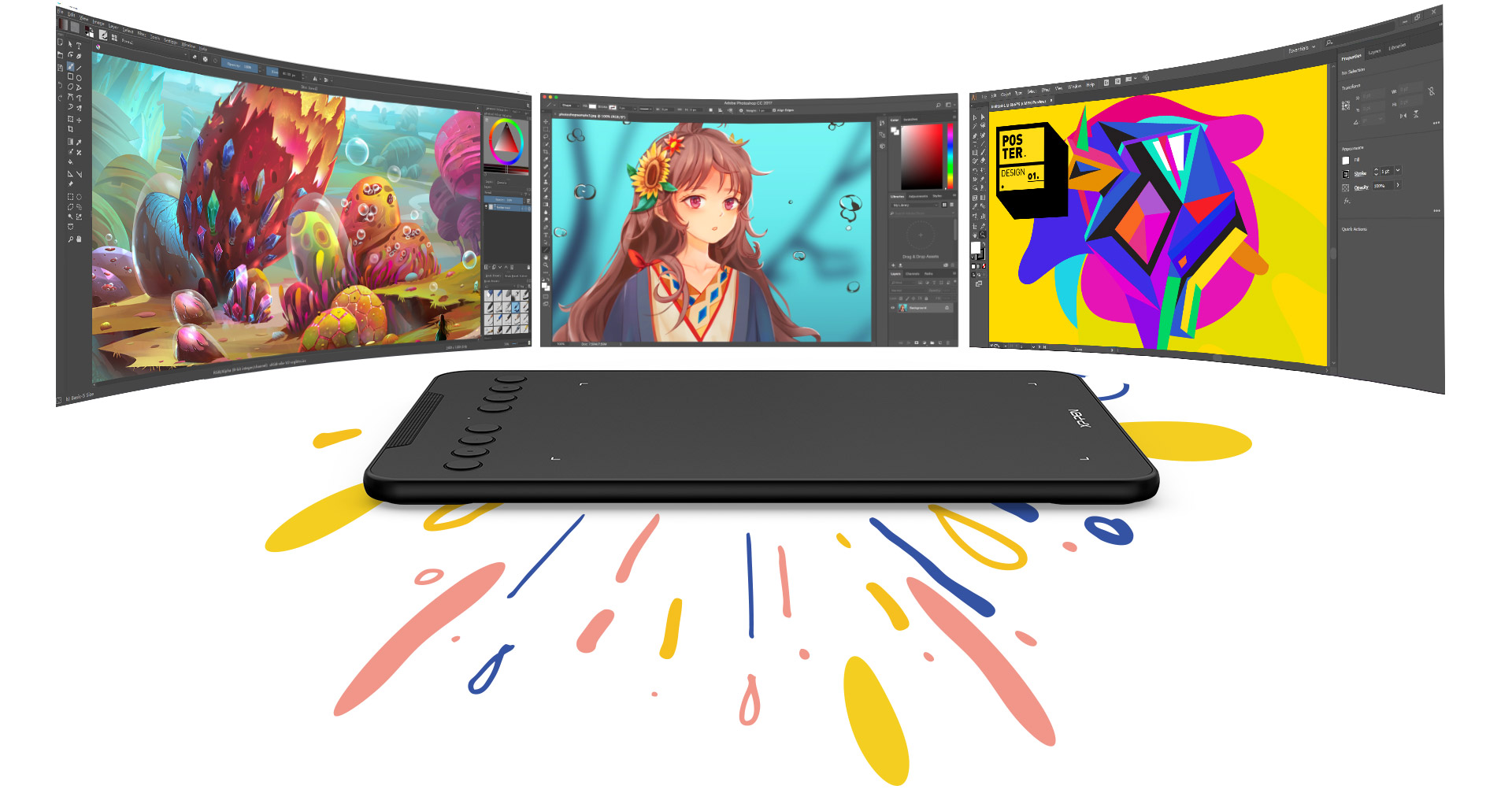 tablette graphique XP-Pen Deco mini7 prend en charge Windows 7/8/10 , Mac OS et compatible avec les logiciels d’art numérique courants