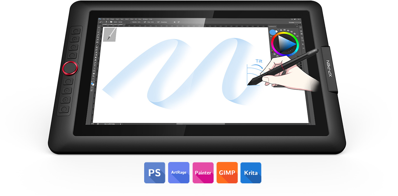 Stylet PA2 Support fonction d'inclinaison jusqu'à 60 degrés de XP-Pen Artist 15.6 Pro