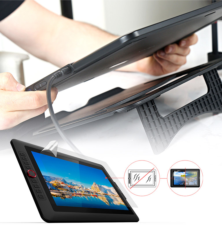  tablette graphique écran XP-Pen Artist 15.6 Pro avec support portable et un film protecteur 
