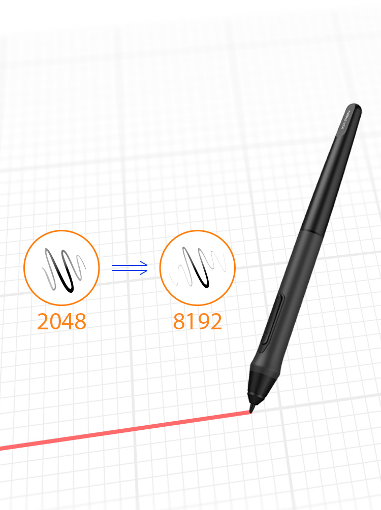 Stylet avec 8192 niveaux de sensibilité à la pression