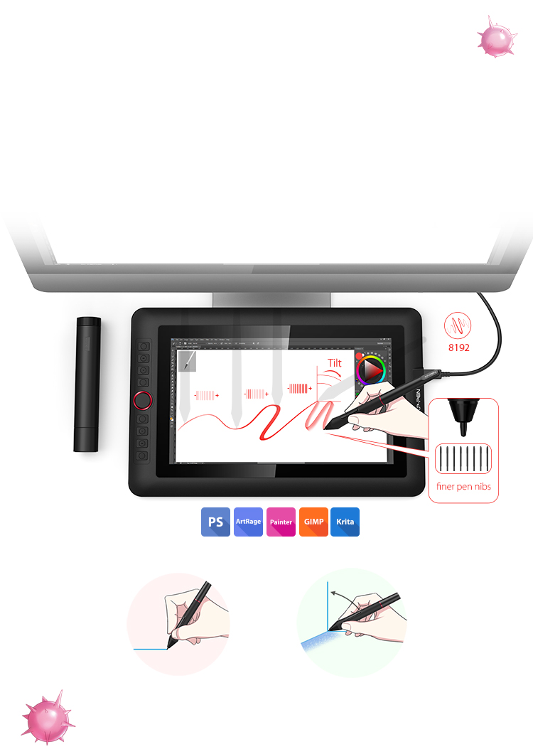 XP-Pen Artist 13.3 Pro tablette Dessin écran support d'inclinaison naturelle