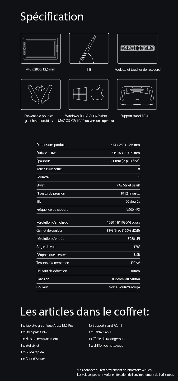Tablette Graphique XP-Pen Artist 15.6 Pro Avec écran 15.6" - Neuve