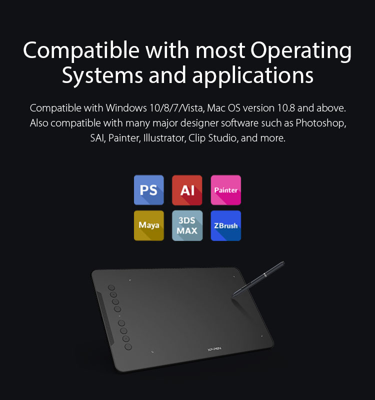 XP-Pen Deco 01 tablette graphique Compatible avec Windows Mac OS et logiciels de dessin