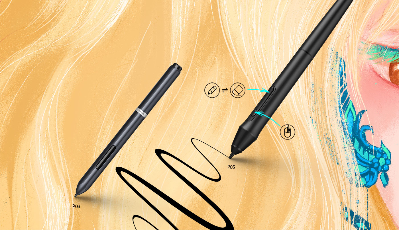 Stylet avec 8192 niveaux de sensibilité à la pression
