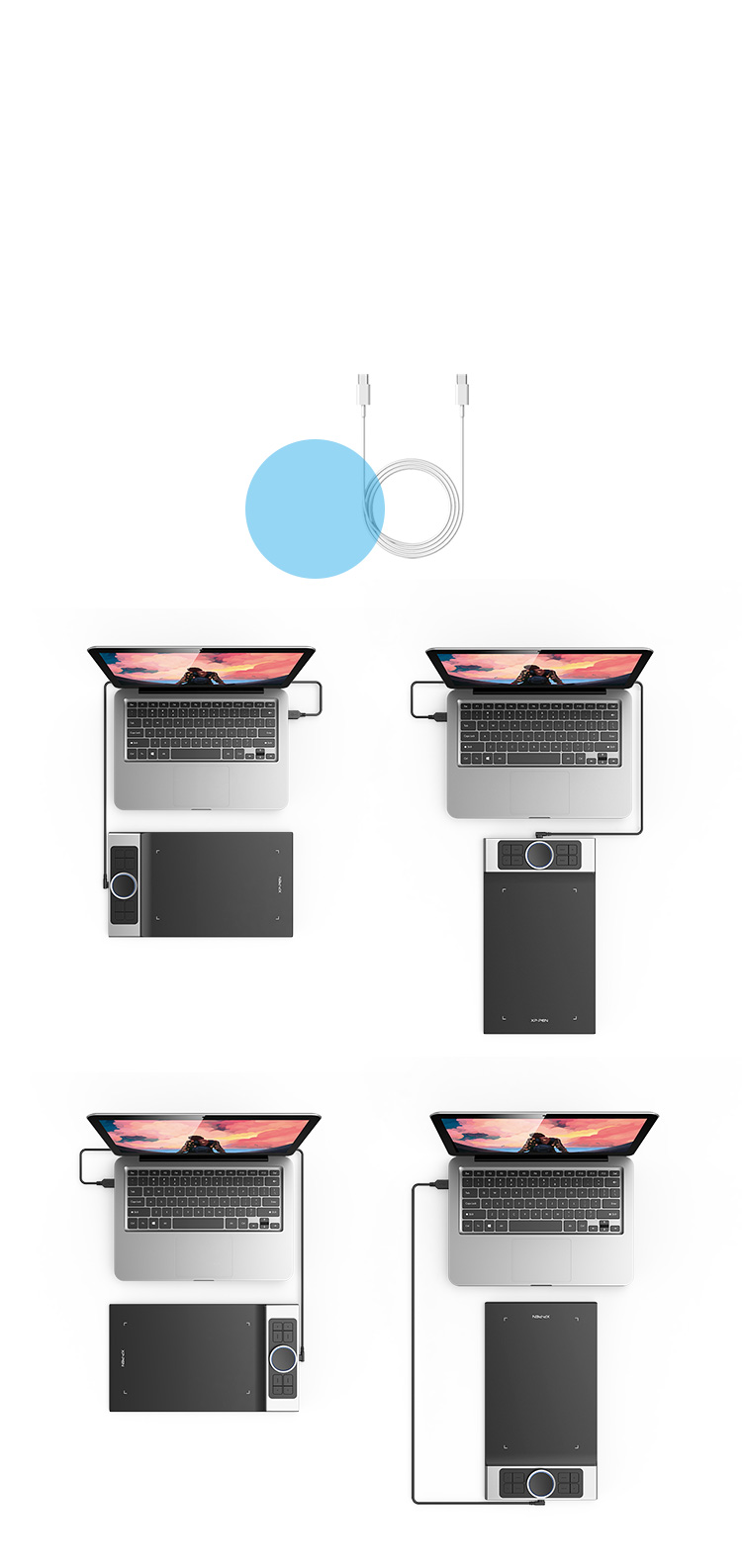tablette graphique dessin XP-Pen Deco Pro équipée d'un port USB-C