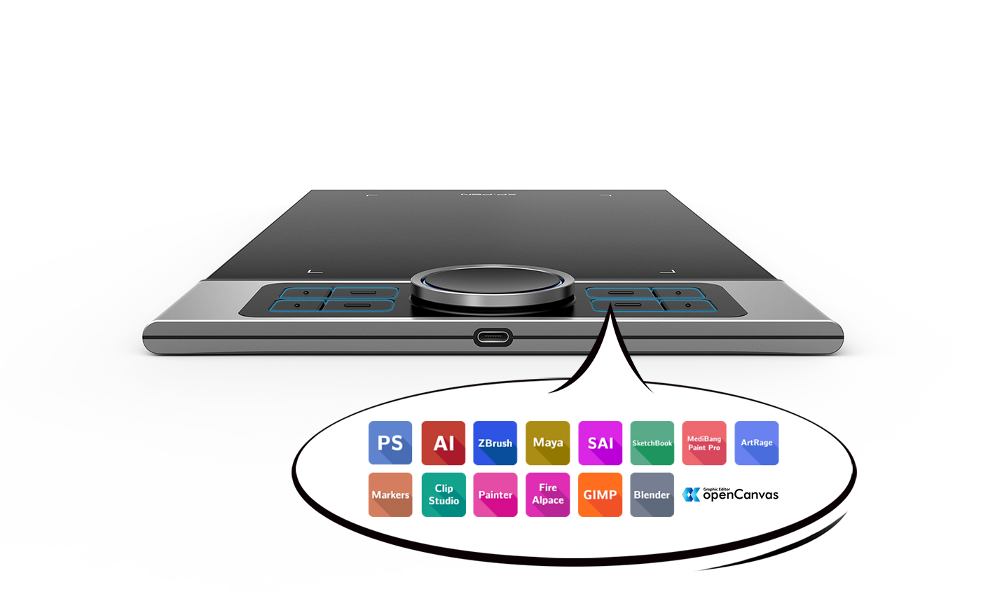 tablette graphique dessin XP-Pen Deco Pro comprend 8 touches de raccourci réactives