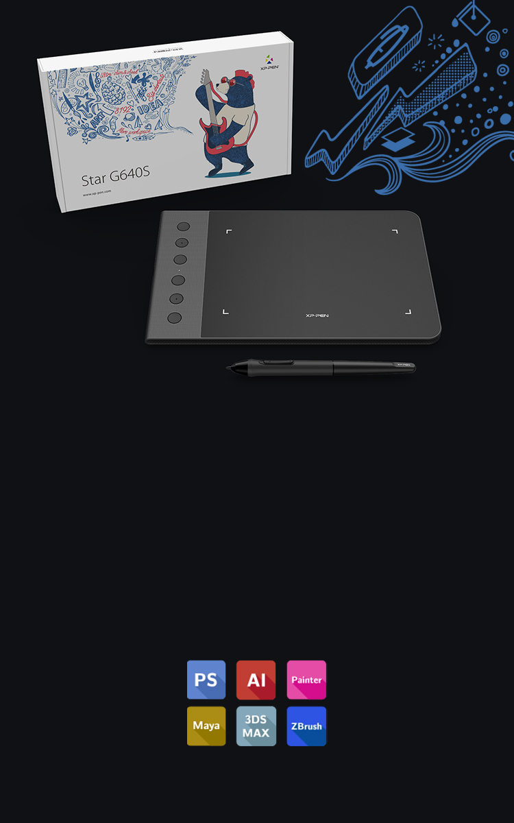 XP-Pen Star G640S tablette Android Compatible avec Windows Mac OS et logiciels de dessin