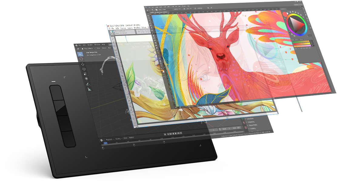 tablette graphique XP-Pen Star G960S & Star G960S Plus prend en charge Windows 7/8/10 , Mac OS et compatible avec les logiciels d’art numérique courants