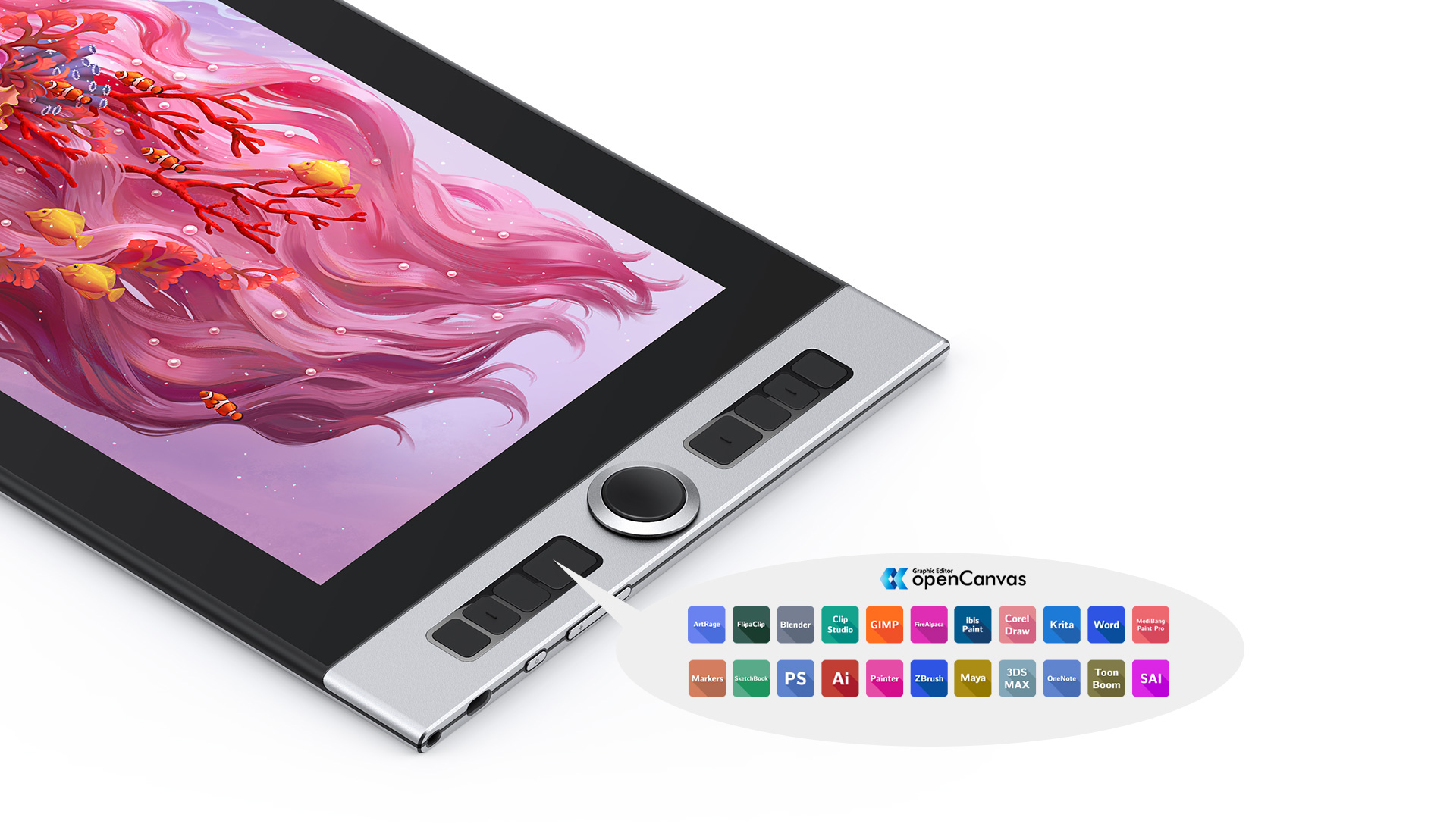 tablette graphique XP-Pen Innovator 16 comporte 8 touches de raccourci programmables