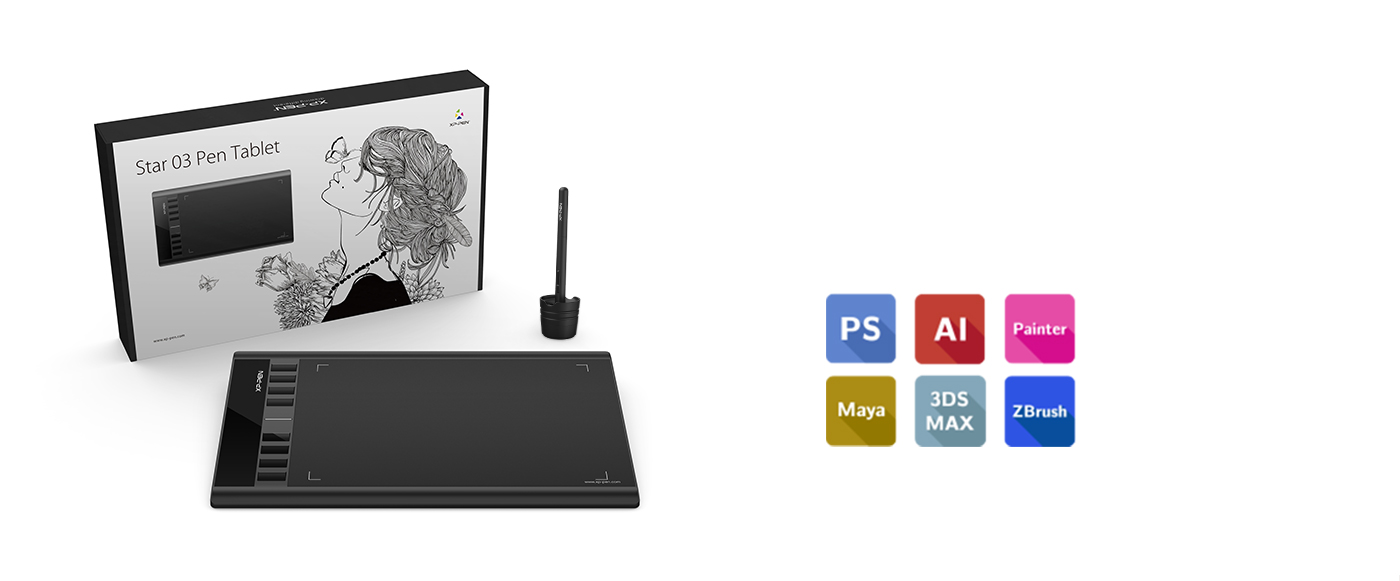 XP-Pen Star 03 V2 tablette graphique Compatible avec Windows Mac OS et logiciels de dessin